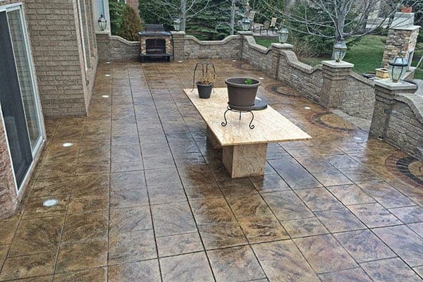 Woodstock stamped courtyard patio after wet-look sealing